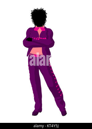 African American female mariachi illustration illustration silhouette sur un fond blanc Banque D'Images