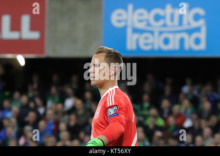 Marc-andré ter Stegen de l'Allemagne dans l'action contre l'Irlande du Nord à Windsor Park à Belfast 05 octobre 2017. Banque D'Images