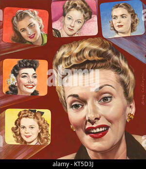 Une illustration de 1945 d'Anita Colby a été publiée dans le magazine TIME, montrant son impact en tant que mannequin et icône de la mode au milieu du XXe siècle. Banque D'Images