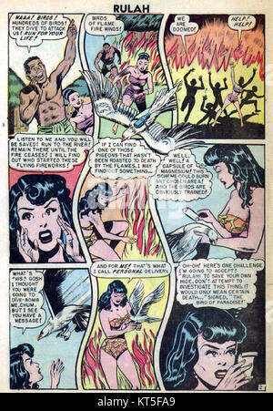 Rulah est un personnage fictif de bandes dessinées américaines, connu pour son rôle d'aventurière et protectrice. Elle a été présentée dans la série 'Rulah, Jungle Goddess', qui a gagné en popularité au début des années 1940 Banque D'Images