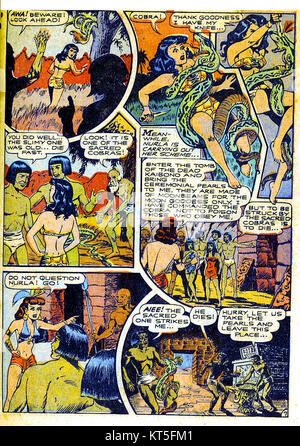 Une image promotionnelle de Rulah, la Reine de la Jungle, un personnage de bande dessinée fictif, connu pour ses aventures et exploits héroïques dans la jungle. Banque D'Images