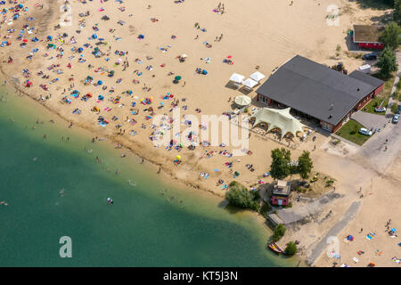 II d'argent à partir de l'air, baignade, la réflexion, la plage de sable fin et eaux turquoise, vue aérienne de Haltern am See, Haltern am See, Ruhr, Nordrhein-Wes Banque D'Images