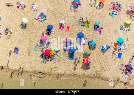 II d'argent à partir de l'air, baignade, la réflexion, la plage de sable fin et eaux turquoise, vue aérienne de Haltern am See, Haltern am See, Ruhr, Nordrhein-Wes Banque D'Images