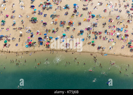 II d'argent à partir de l'air, baignade, la réflexion, la plage de sable fin et eaux turquoise, vue aérienne de Haltern am See, Haltern am See, Ruhr, Nordrhein-Wes Banque D'Images