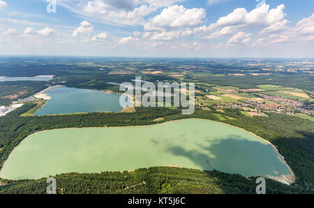 II d'argent à partir de l'air, baignade, la réflexion, la plage de sable fin et eaux turquoise, vue aérienne de Haltern am See, Haltern am See, Ruhr, Nordrhein-Wes Banque D'Images