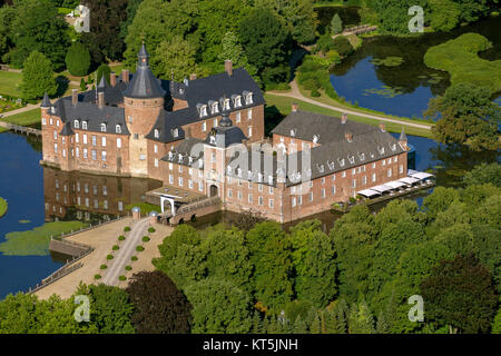 Château de l'eau propriété privée d'Anholt le Prince zu Salm-Salm, Anholt, Anholt, vue aérienne de Isselburg, Niederrhein, Isselburg, Niederrhein, North R Banque D'Images