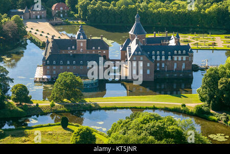 Château de l'eau propriété privée d'Anholt le Prince zu Salm-Salm, Anholt, Anholt, vue aérienne de Isselburg, Niederrhein, Isselburg, Niederrhein, North R Banque D'Images