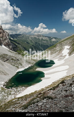 Sur le lac Pilato les montagnes de Sibillini Banque D'Images