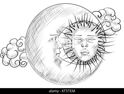 ciel avec la lune Banque D'Images