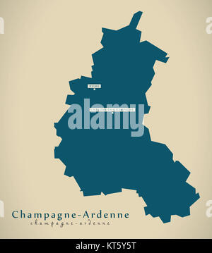 Carte moderne - Champagne Ardenne France FR illustration Banque D'Images