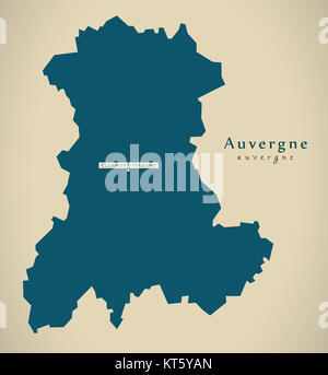 Carte moderne - Auvergne France FR illustration Banque D'Images