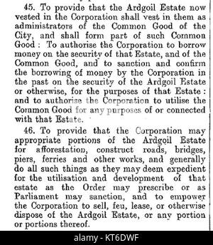 Ardgoil Estate est une propriété référencée dans la Edinburgh Gazette, qui peut détailler son importance historique, juridique ou foncière. Le domaine a de la valeur dans le contexte du patrimoine écossais et de la propriété foncière. Banque D'Images