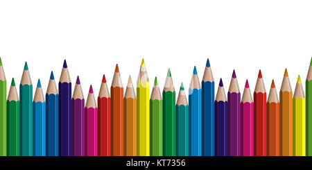 Crayons de couleur transparente row Banque D'Images