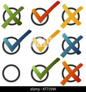 Les cases de couleur et de croix Banque D'Images