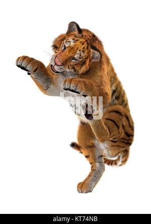 Le Rendu 3D Big Cat Tiger on White Banque D'Images