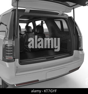 Tronc vide propre SUV isolé sur un fond blanc. 3D illustration Banque D'Images