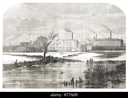 Inondations à Nottingham, Royaume-Uni, 1869 Banque D'Images