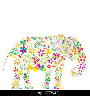 Concept de fleurs dans la forme d'un éléphant Banque D'Images