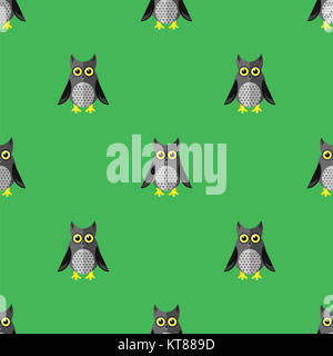 Cartoon Owl Seamless Pattern Banque D'Images