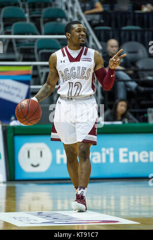 Honolulu, Hawaii. Dec 22, 2017. Au cours de l'action entre les Wildcats de Davidson et le Nouveau Mexique Aggies au Diamond Head 2017 Classic à Stan Sheriff Center à Honolulu, HI Glenn Yoza/ crédit CSM : Cal Sport Media/Alamy Live News Banque D'Images