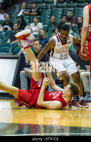 Honolulu, Hawaii. Dec 22, 2017. Au cours de l'action entre les Wildcats de Davidson et le Nouveau Mexique Aggies au Diamond Head 2017 Classic à Stan Sheriff Center à Honolulu, HI Glenn Yoza/ crédit CSM : Cal Sport Media/Alamy Live News Banque D'Images