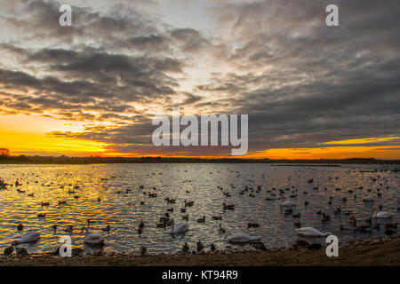 Burscough, Lancashire. 26Th Dec 2017. Météo britannique. Coucher du soleil sur les nuages comme Scarisbirck clair pour donner un beau soir après un jour brumeux, gris. Credit : MediaWorldImages/Alamy Live News Banque D'Images