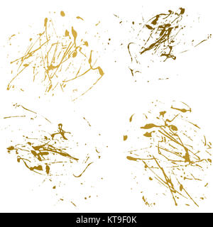 Or Peinture abstract Vector éclaboussure sur fond blanc set part Banque D'Images