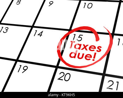 Les taxes dues à l'calendrier blanc Banque D'Images