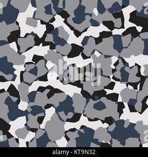 Camouflage background seamless vector illustration. Classic style vêtements camo masquage répéter l'impression. Couleurs blanc noir gris texture hiver forêt Banque D'Images