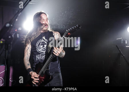 La technique américaine heavy metal Black Tusk effectue un concert live at Stengade à Copenhague. Ici chanteur et guitariste Andrew Fidler est vu sur scène. Le Danemark, 02/03 2015. Banque D'Images