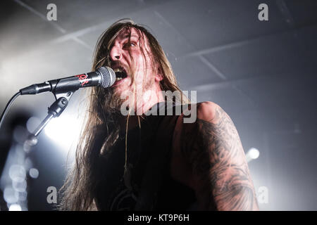 La technique américaine heavy metal Black Tusk effectue un concert live at Stengade à Copenhague. Ici chanteur et guitariste Andrew Fidler est vu sur scène. Le Danemark, 02/03 2015. Banque D'Images