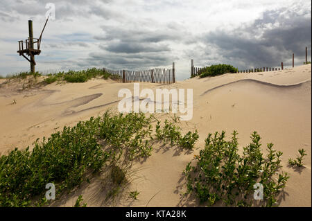 NC01152-00...CAROLINE DU NORD - épave historique Pole situé sur une dune de sable sur le terrain de la Station de Sauvetage Chicamacomico musée situé sur t Banque D'Images