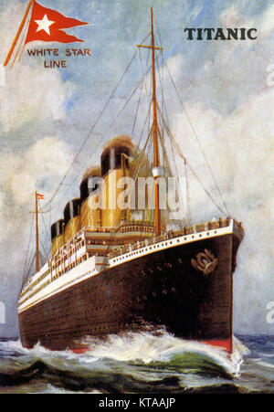 RMS Titanic paquebot britannique dans une affiche de 1912 Banque D'Images