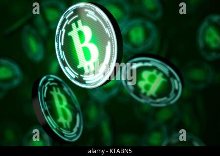 Artwork représentant les cryptocurrency bitcoin. Bitcoin est un type de monnaie numérique, créé en 2009, qui est indépendant de toute banque. Certains fournisseurs acceptent maintenant des Bitcoins en paiement de biens ou de services. Banque D'Images