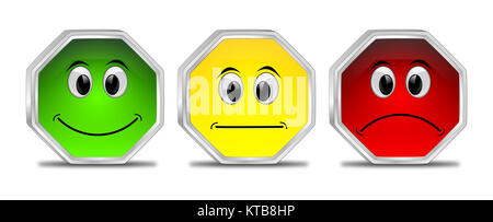 Trois boutons de vote coloré - 3D illustration Banque D'Images