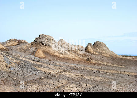 Volcans de boue à Gobustan, Azerbaïdjan. Banque D'Images