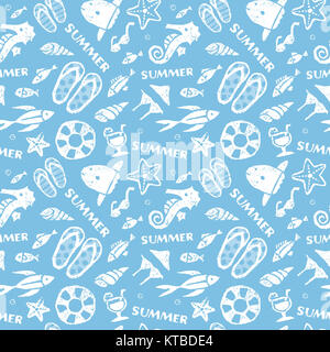 L'été, l'océan, la plage libre seamless pattern Banque D'Images