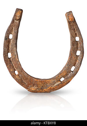 Old rusty horseshoe verticalement Banque D'Images