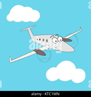 Cartoon style smiling airplane Banque D'Images