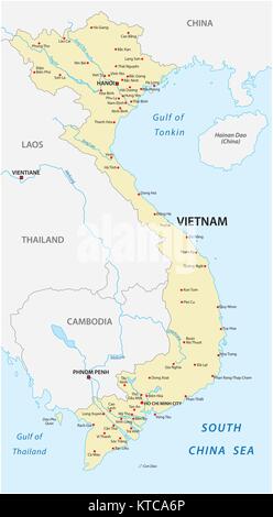 Le Vietnam carte vectorielle Illustration de Vecteur