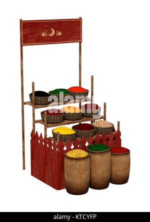 Le Rendu 3D épices orientales sur blanc Banque D'Images