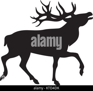 Big deer vector illustration silhouette noire côté profil Illustration de Vecteur