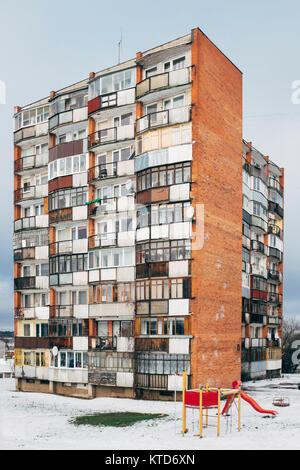 L'ère soviétique, le logement, l'immeuble d'appartements à Vilnius, Lituanie Banque D'Images