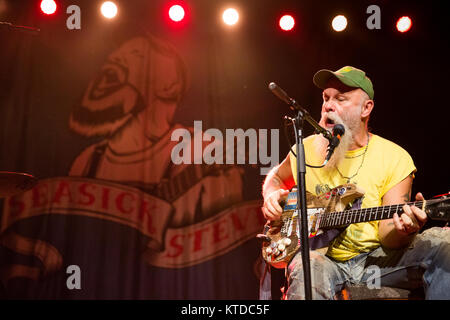 Le musicien et chanteur de blues américain Steven Gene Wold est mieux connu par son nom de scène Seasick Steve et ici effectue un concert live à Vega à Copenhague. Le Danemark, 21/10 2013. Banque D'Images