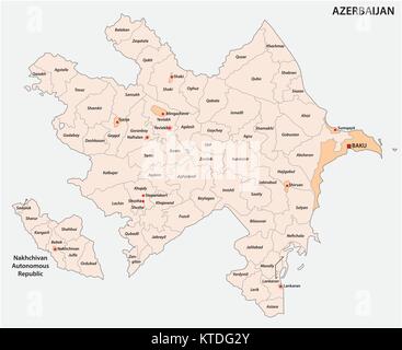 L'Azerbaïdjan carte vectorielle administrative et politique Illustration de Vecteur