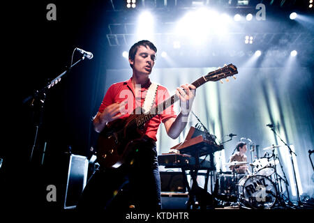 Le groupe de rock écossais Franz Ferdinand effectue un spectacle live à Vega à Copenhague. Ici, le musicien du groupe et le guitariste Nick McCarthy est représenté sur scène. Danemark 20/03 2009. Banque D'Images