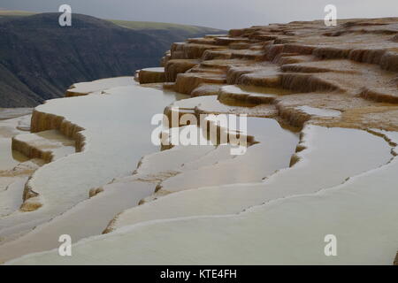 Badab Soort hot springs et terrasses minérales naturelles en Iran à province de Mazandaran. Banque D'Images