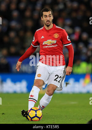 Henrikh Mkhitaryan de Manchester United lors du match de la Premier League au King Power Stadium de Leicester. APPUYEZ SUR ASSOCIATION photo. Date de la photo: Samedi 23 décembre 2017. Voir PA Story FOOTBALL Leicester. Le crédit photo devrait se lire comme suit : Mike Egerton/PA Wire. RESTRICTIONS : aucune utilisation avec des fichiers audio, vidéo, données, listes de présentoirs, logos de clubs/ligue ou services « en direct » non autorisés. Utilisation en ligne limitée à 75 images, pas d'émulation vidéo. Aucune utilisation dans les Paris, les jeux ou les publications de club/ligue/joueur unique. Banque D'Images