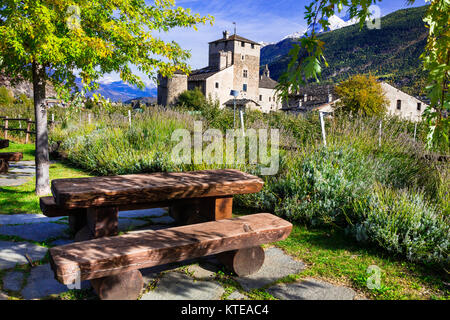 Belle Sarriod de la Tour du château,Val d'aoste,Italie. Banque D'Images