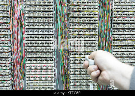 Installation de standard téléphonique de l'opérateur Banque D'Images